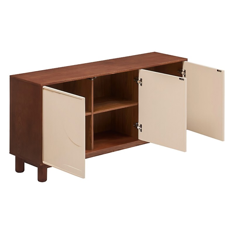 Comoda Jilani, lemn, MDF, crem/maro, 3 usi, L.150 cm, 206063