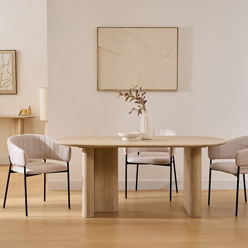 Masa dining Anaya, MDF, bej, efect travertin, L.180 cm, 206076