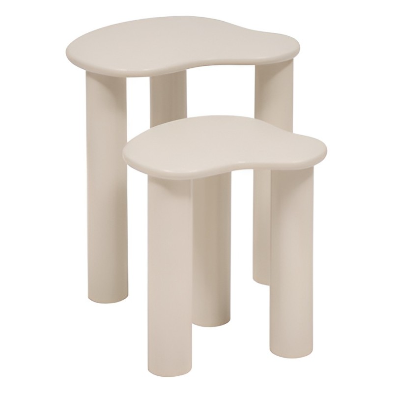 Set 2 masute cafea Olao, lemn, ivoire, L.35/45 cm, 206090