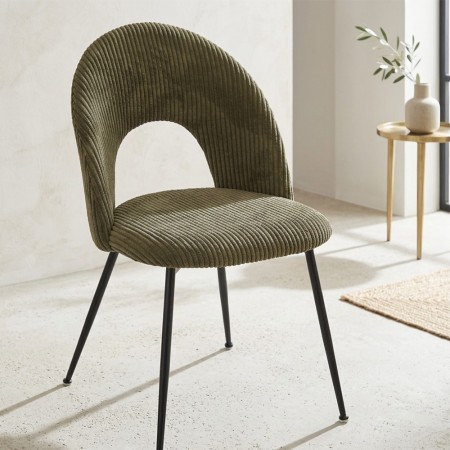 Scaun dining Raven, metal, textil, verde cedru, H.81 cm, 207301G 