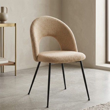Scaun dining Raven, metal, textil, taupe, H.81 cm, 207301H 