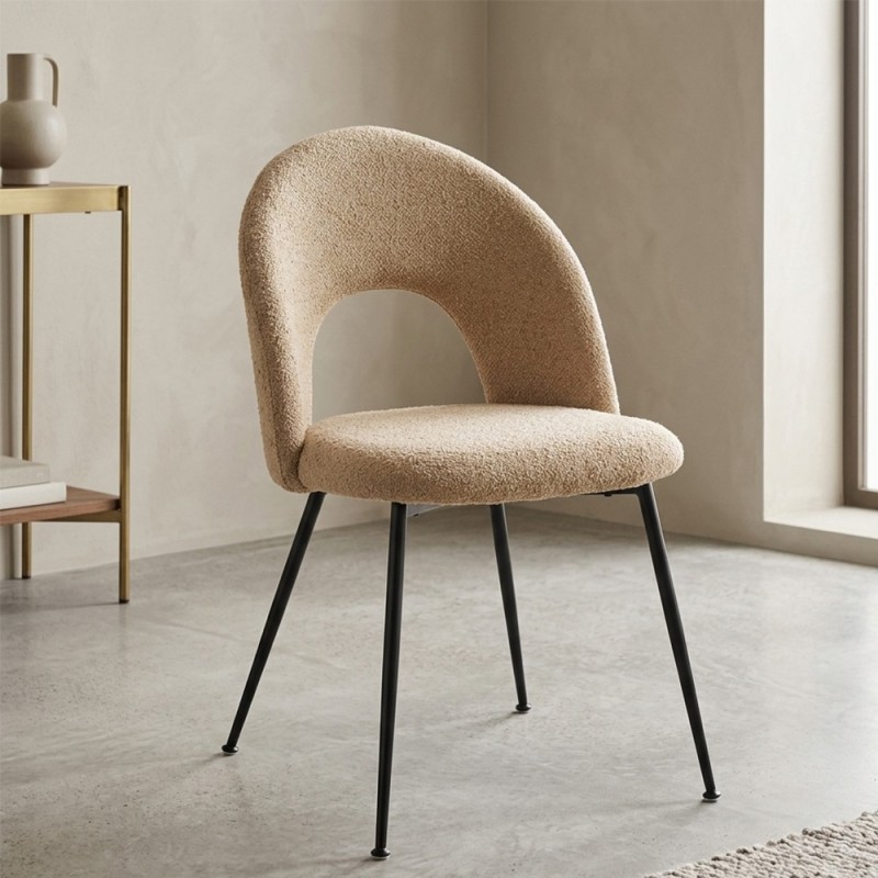 Scaun dining Raven, metal, textil, taupe, H.81 cm, 207301H