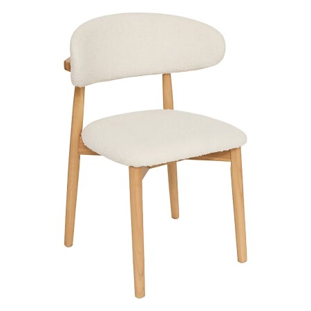 Scaun Sari, lemn de cauciuc, boucle, alb, H.78 cm, 207304A 