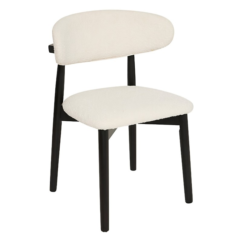Scaun Sari, lemn de cauciuc, boucle, negru, H.78 cm, 207304B
