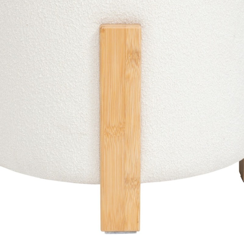 Taburet alb Bansa, picioare bambus, boucle, alb, D.32 cm, 207314A