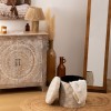 Taburet Pasty, cu spatiu depozitare, lemn, poliester alb, D.38 cm, 207320A