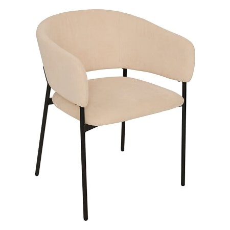 Scaun dining Solea, metal, textil reiat, bej, H.78 cm, 207330A 