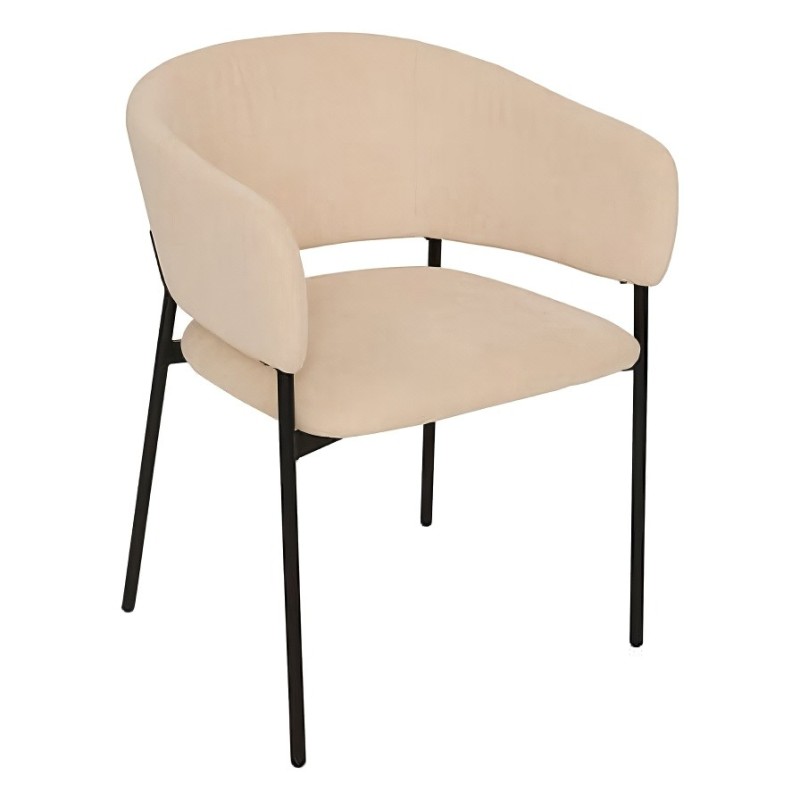 Scaun dining Solea, metal, textil reiat, bej, H.78 cm, 207330A