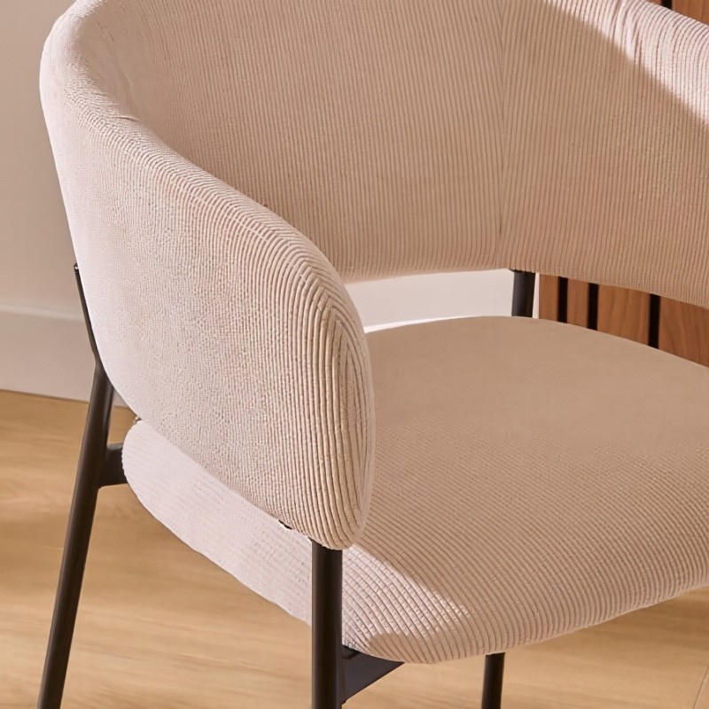 Scaun dining Solea, metal, textil reiat, bej, H.78 cm, 207330A