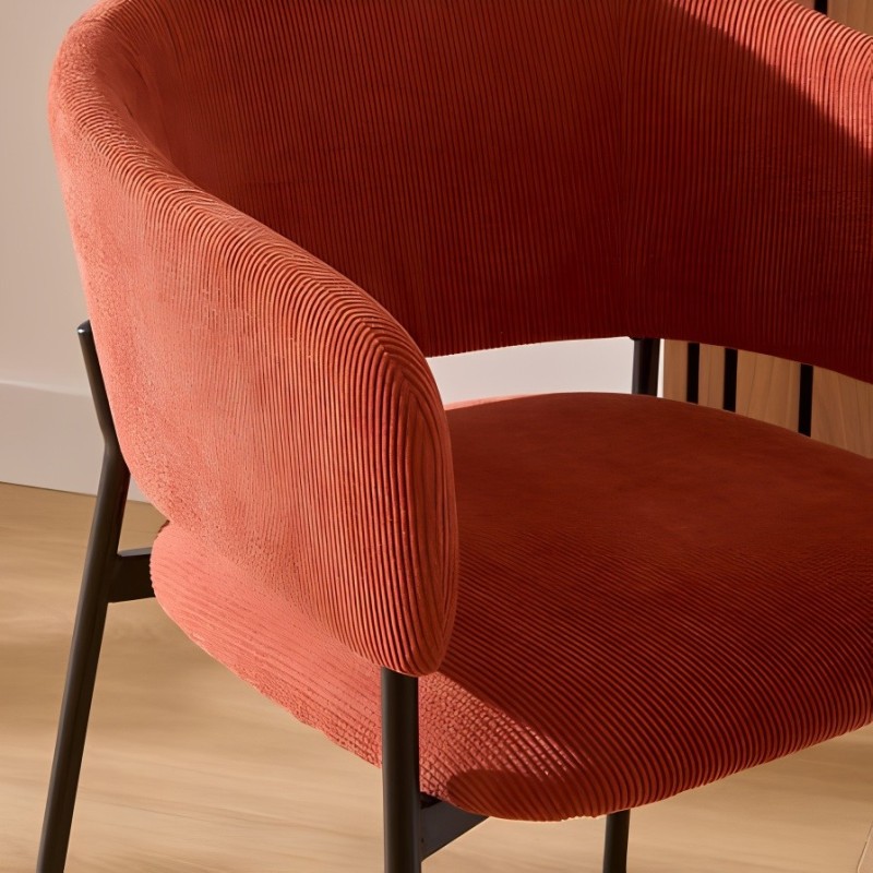 Scaun dining Solea, metal, textil reiat, caramiziu, H.78 cm, 207330B