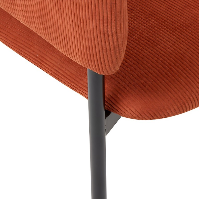 Scaun dining Solea, metal, textil reiat, caramiziu, H.78 cm, 207330B