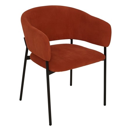 Scaun dining Solea, metal, textil reiat, caramiziu, H.78 cm, 207330B