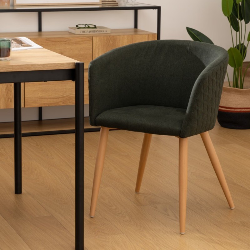 Fotoliou Marlo, picioare metal, poliester, verde cedar, H.76 cm, 207332C