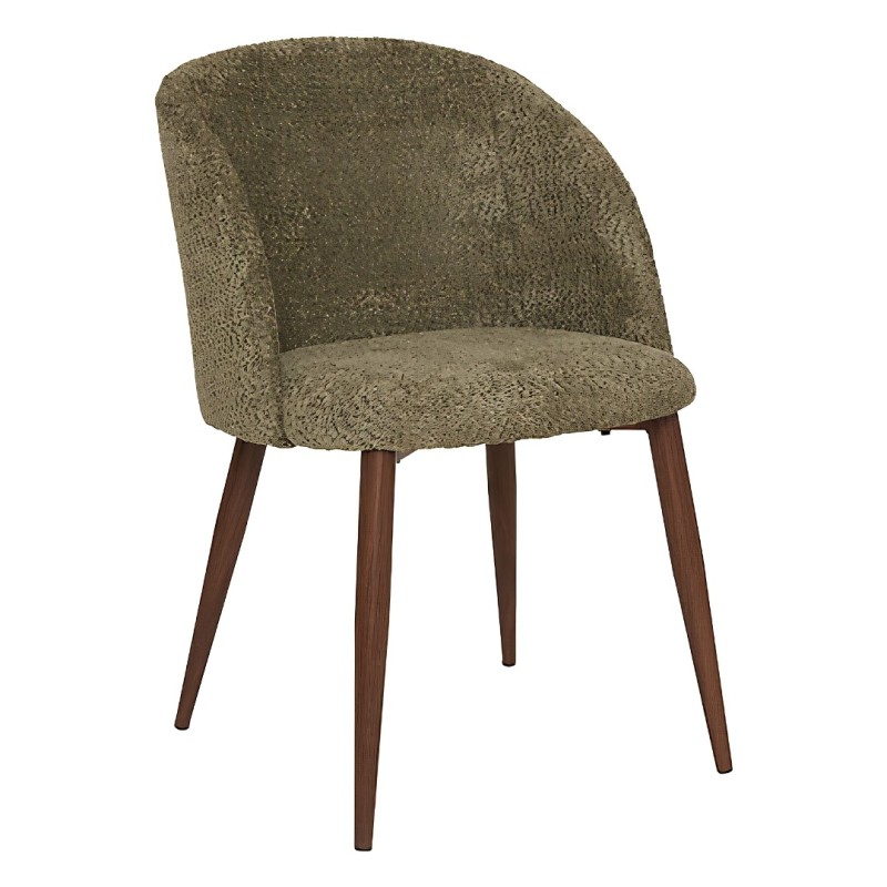 Scaun dining Celeste, metal, textil, verde khaki, H.80 cm, 207351B