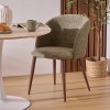 Scaun dining Celeste, metal, textil, verde khaki, H.80 cm, 207351B