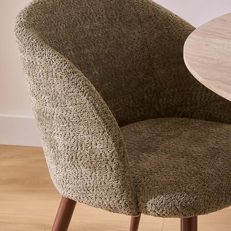 Scaun dining Celeste, metal, textil, verde khaki, H.80 cm, 207351B