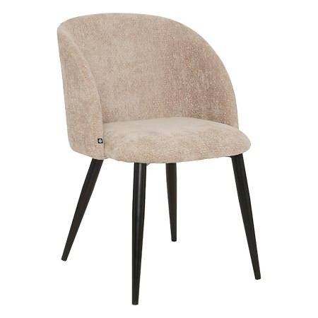Scaun dining Celeste, metal, textil chenille, bej, H.80 cm, 207351D 