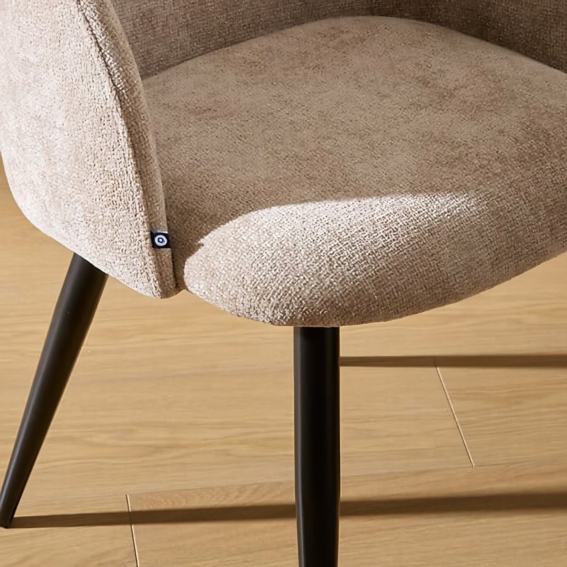 Scaun dining Celeste, metal, textil chenille, bej, H.80 cm, 207351D