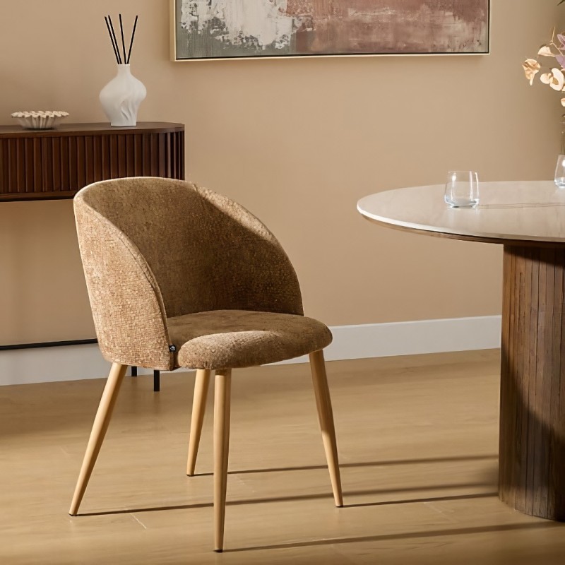 Scaun dining Celeste, metal, textil chenille, bronz, H.80 cm, 207351F