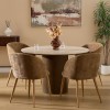 Scaun dining Celeste, metal, textil chenille, bronz, H.80 cm, 207351F