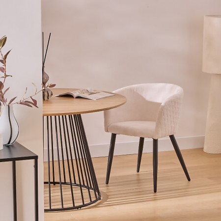 Scaun dining Marlo, metal, textil, ivoar, H.76 cm, 207352A 