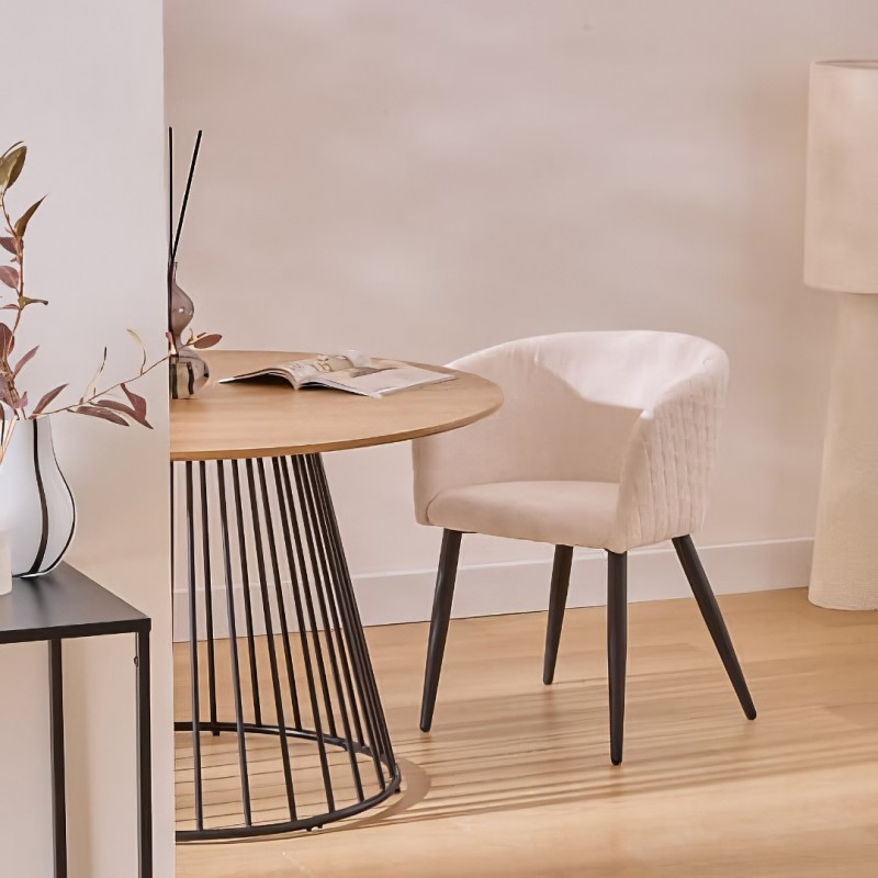 Scaun dining Marlo, metal, textil, ivoar, H.76 cm, 207352A