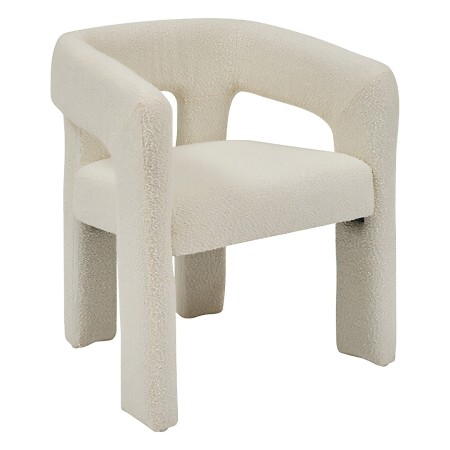 Scaun dining Amos, lemn, boucle alb, H.75 cm, 207354