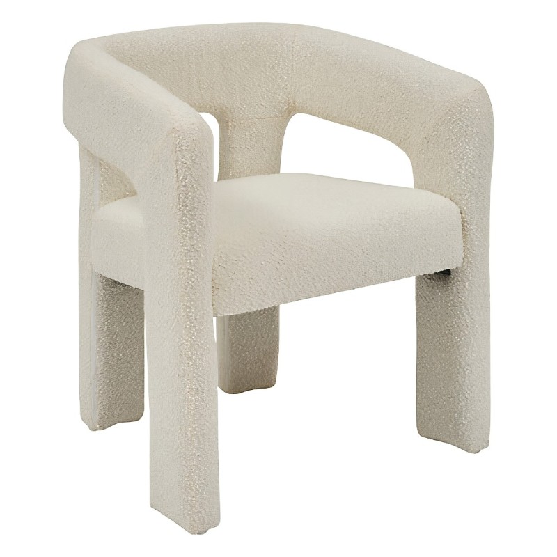 Scaun dining Amos, lemn, boucle alb, H.75 cm, 207354