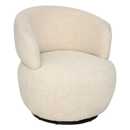 Fotoliu rotativ Sileo, boucle crem, H.72 cm, 207365A