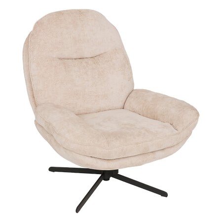 Fotoliu rotativ Stelan, metal, textil chenille, crem, H.97 cm, 207366A
