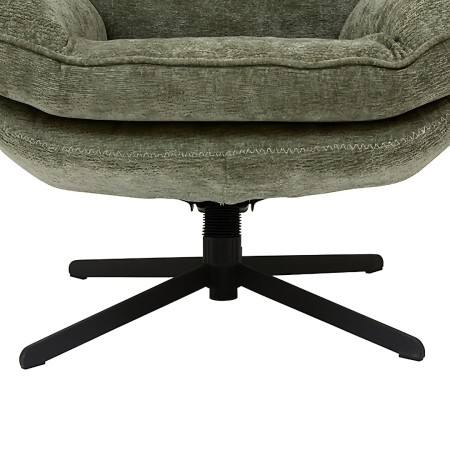 Fotoliu rotativ Stelan, metal, material chenila, verde‑kaki, H.97 cm, 207366C 