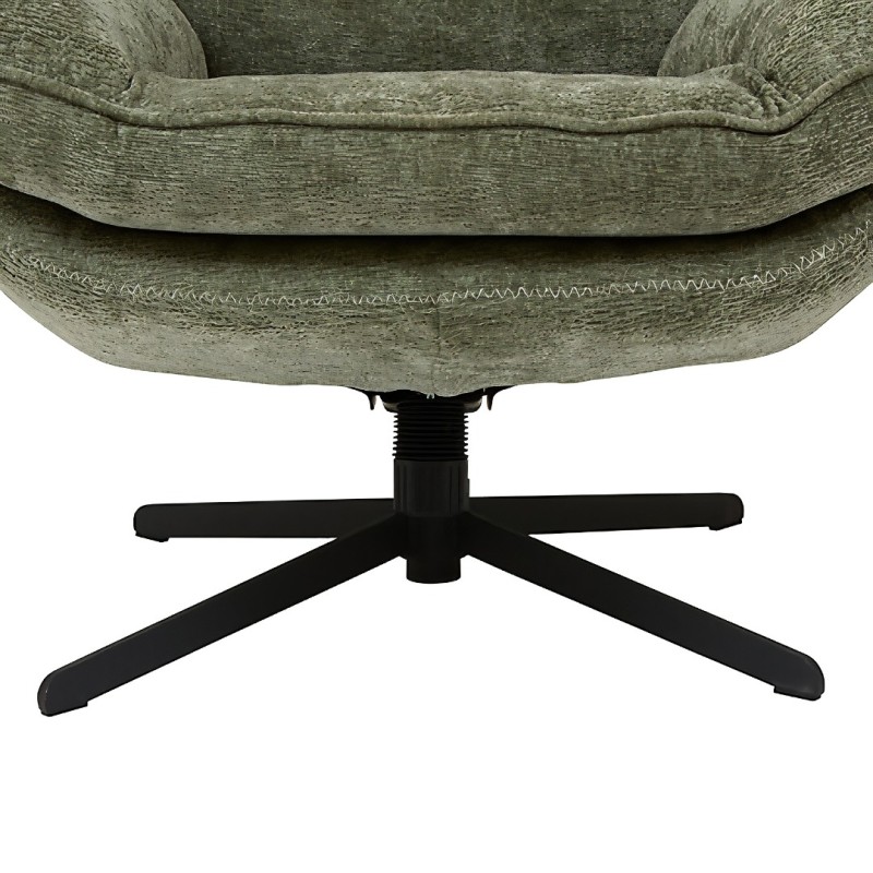 Fotoliu rotativ Stelan, metal, material chenila, verde‑kaki, H.97 cm, 207366C