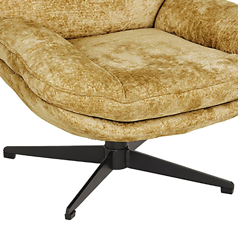 Fotoliu rotativ Stelan, metal, material chenila, ocru, H.97 cm, 207366D