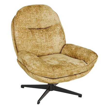 Fotoliu rotativ Stelan, metal, material chenila, ocru, H.97 cm, 207366D 