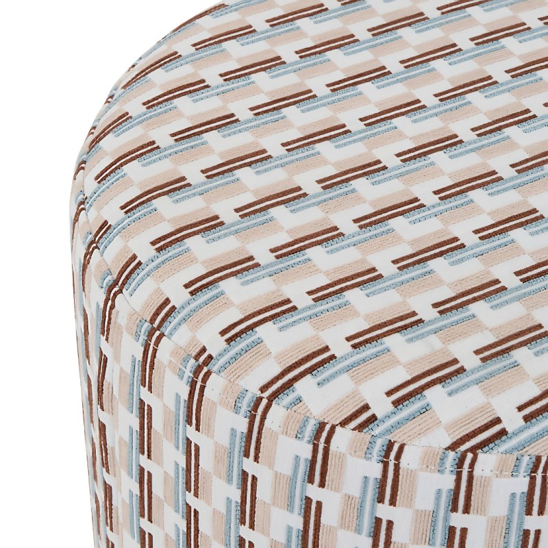 Taburet Sky Lounge, lemn, textil, bej, D.35 cm, 207368