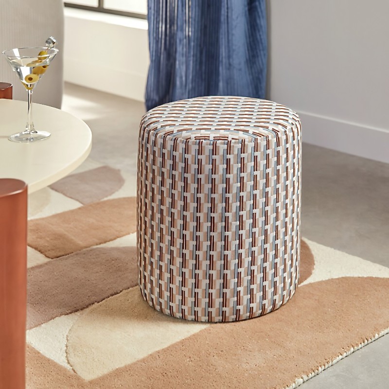 Taburet Sky Lounge, lemn, textil, bej, D.35 cm, 207368