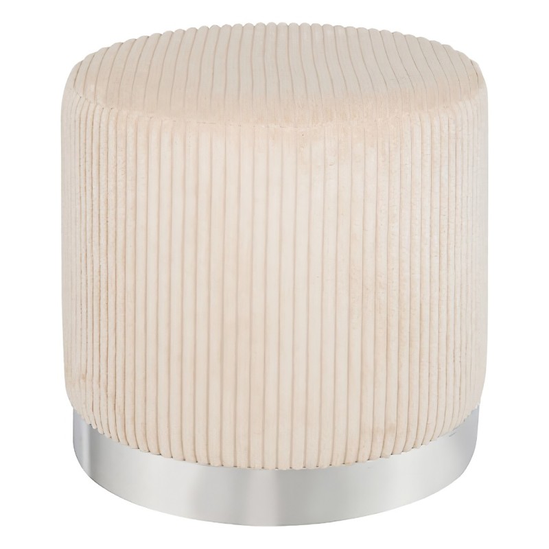 Taburet Sylia, MDF, velur reiat, ivoar, D.38 cm, 207369A