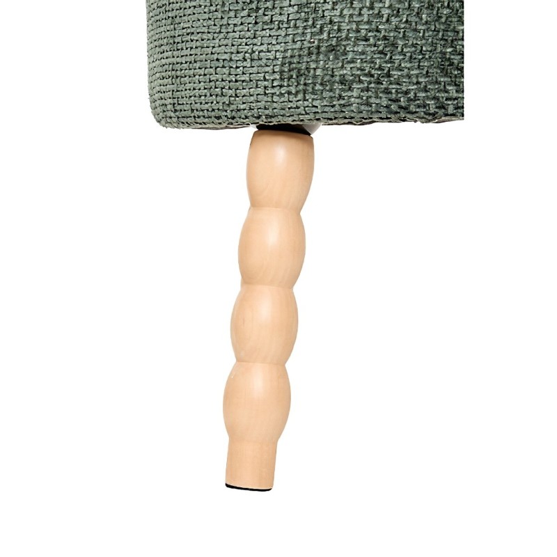 Taburet Spolo, lemn, textil chenille, verde, D.38 cm, 207372B