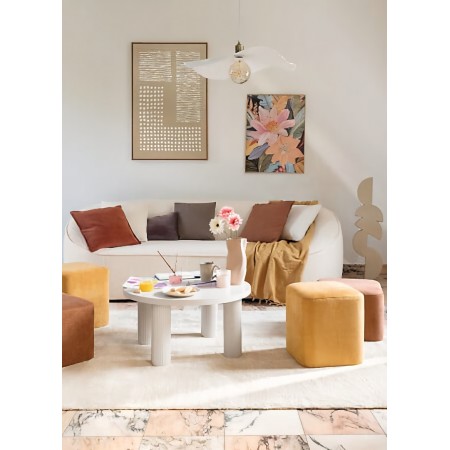 Taburet 2in1 Doki, lemn, textil mustar/ambra, H.41 cm, 207374B