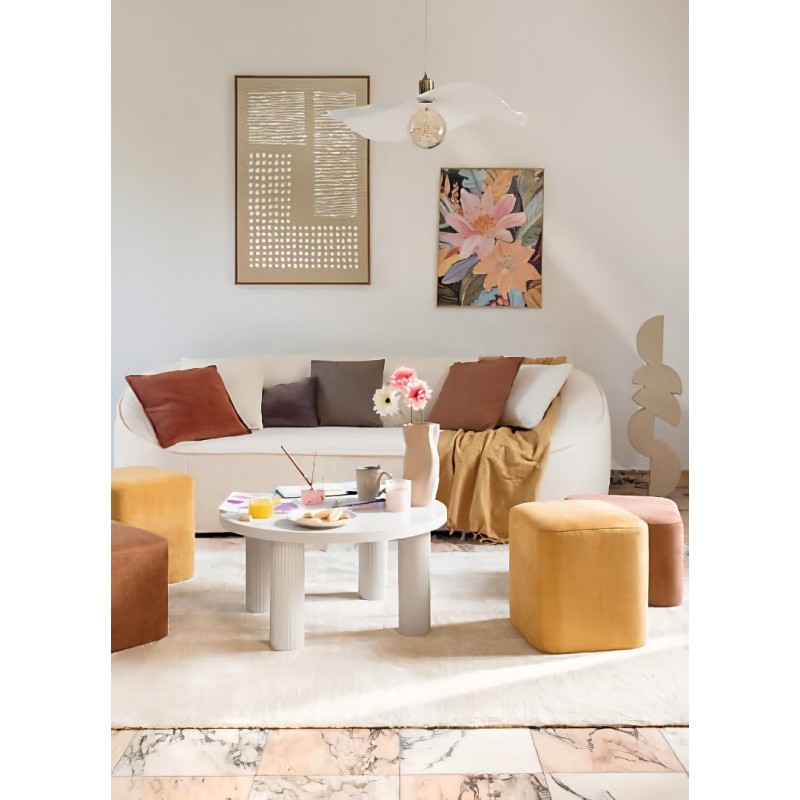 Taburet 2in1 Doki, lemn, textil mustar/ambra, H.41 cm, 207374B