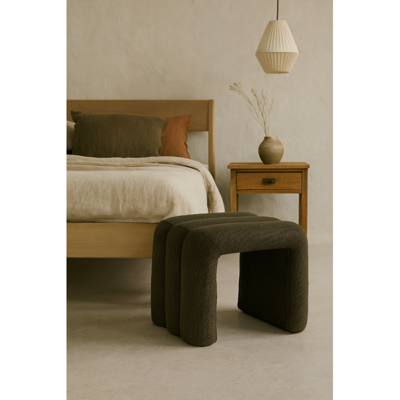 Taburet Sisco, textil, verde khaki, H.44 cm, 207376B