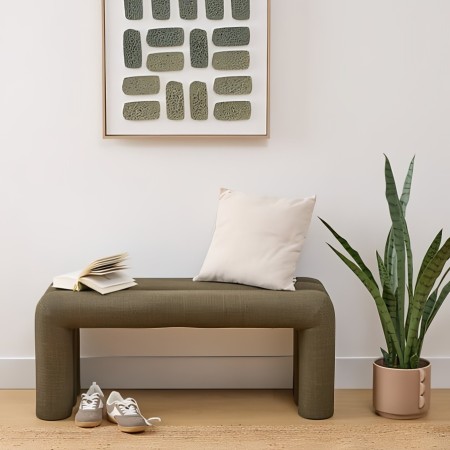 Bancheta Sisco, textil, verde khaki, L.102 cm, 207377B 