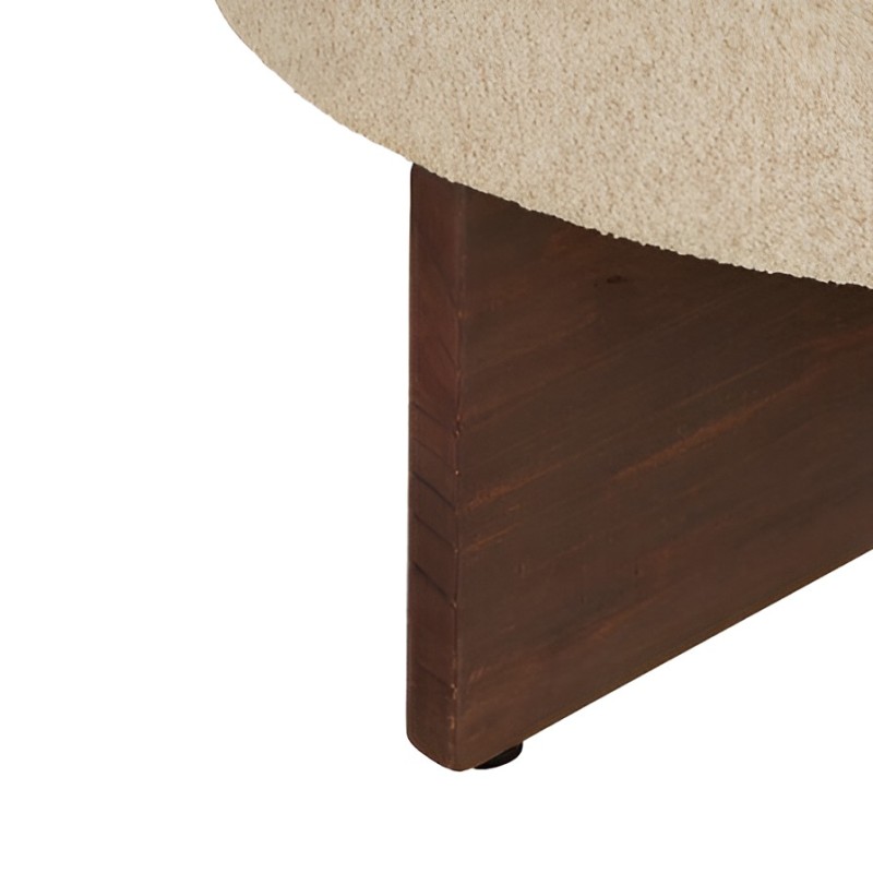 Taburet Kayan, lemn, boucle, crem, D.50 cm, 207379
