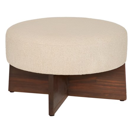 Taburet Kayan, lemn, boucle, crem, D.50 cm, 207379