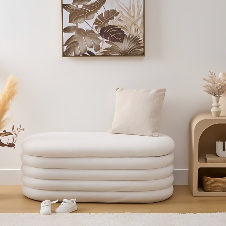 Bancheta Giulia, MDF, boucle, alba, L.110 cm, 207380