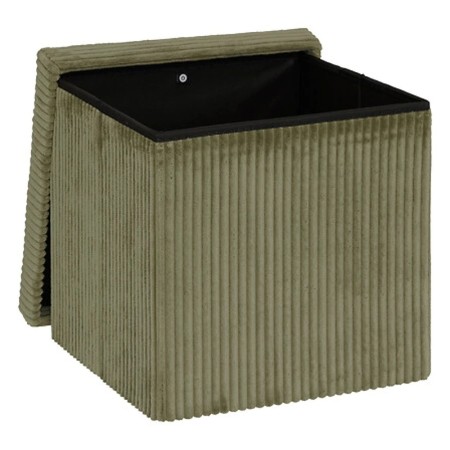 Taburet pliabil Arum, MDF, velur reiat, verde khaki, 38x38 cm, 207381C