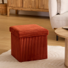 Taburet pliabil Arum, MDF, velur reiat ambra, 38x38 cm, 207381D
