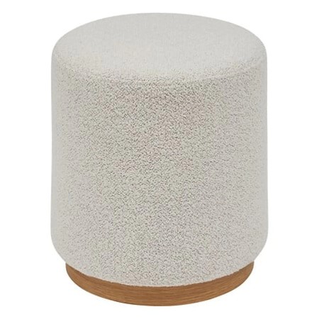Taburet Nesky, lemn, boucle, alb, D.41 cm, 207383