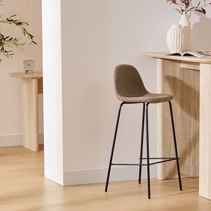 Scaun bar Vladi, metal, boucle bej, H.95 cm, 207387B