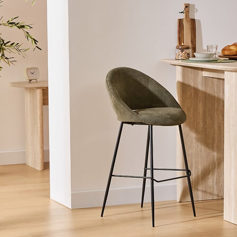 Scaun bar Amago, metal, textil, verde, H.101 cm, 207389A